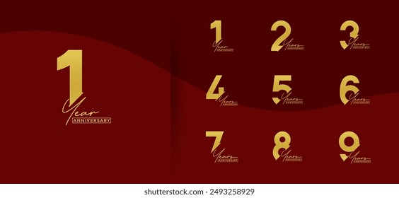 anniversary logo style set with gold color can be use for celebration moment