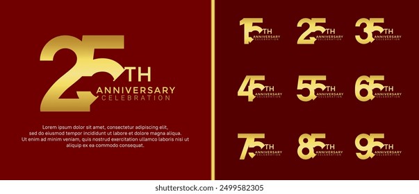 anniversary logo style set with gold color can be use for celebration moment