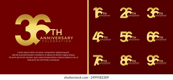 anniversary logo style set with gold color can be use for celebration moment