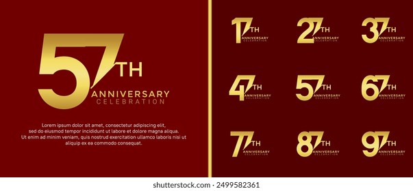 anniversary logo style set with gold color can be use for celebration moment