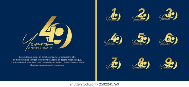 anniversary logo style set with gold color can be use for celebration moment