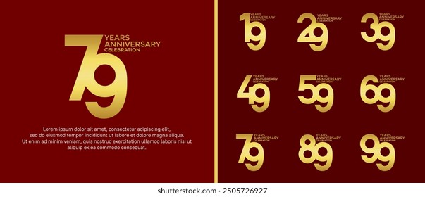 anniversary logo style set with gold color can be use for celebration moment