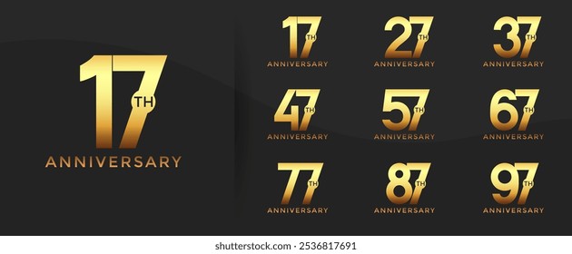 anniversary logo style set with gold color can be use for celebration moment