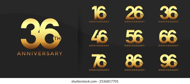 anniversary logo style set with gold color can be use for celebration moment