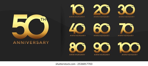 anniversary logo style set with gold color can be use for celebration moment