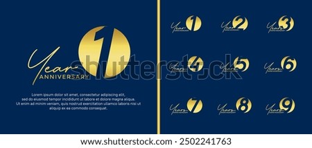 anniversary logo style set with gold color can be use for celebration moment