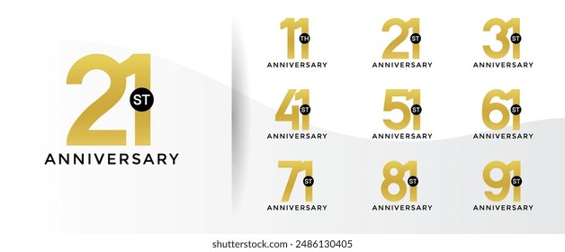 anniversary logo style set with golden color can be use for celebration moment