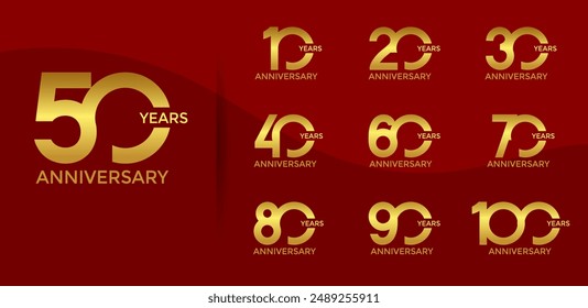 el estilo del logotipo del aniversario establecido con el color dorado se puede utilizar para el momento de la celebración