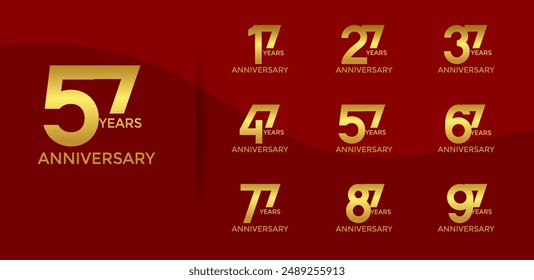 anniversary logo style set with golden color can be use for celebration moment