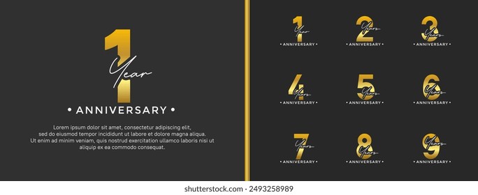 anniversary logo style set with golden color can be use for celebration moment