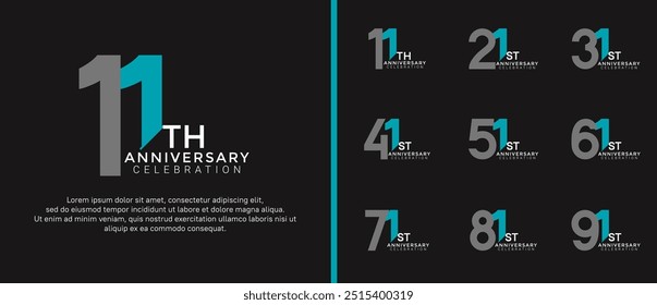 anniversary logo style set with gray and blue color can be use for celebration moment