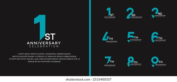 anniversary logo style set with gray and blue color can be use for celebration moment
