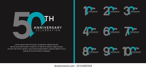 estilo logotipo de aniversário definido com cinza e azul cor pode ser usado para momento de celebração