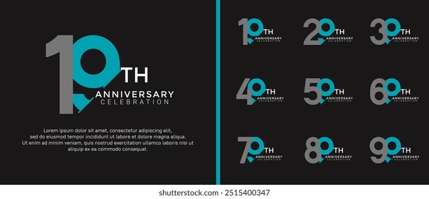 anniversary logo style set with gray and blue color can be use for celebration moment