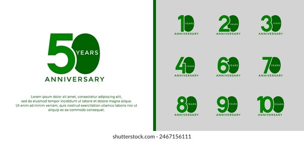el estilo del logotipo del aniversario establecido con el color verde se puede utilizar para el momento de la celebración