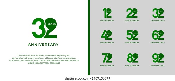 anniversary logo style set with green color can be use for celebration moment