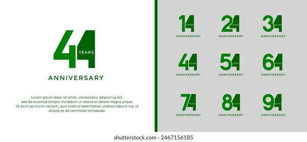 el estilo del logotipo del aniversario establecido con el color verde se puede utilizar para el momento de la celebración