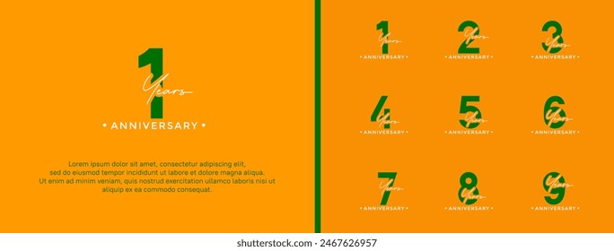 anniversary logo style set with green color can be use for celebration moment