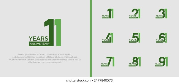 anniversary logo style set with green color can be use for celebration moment