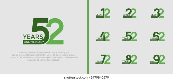 anniversary logo style set with green color can be use for celebration moment