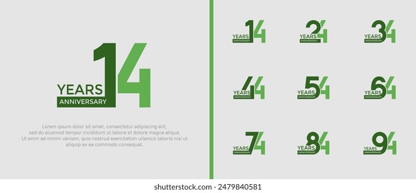 anniversary logo style set with green color can be use for celebration moment