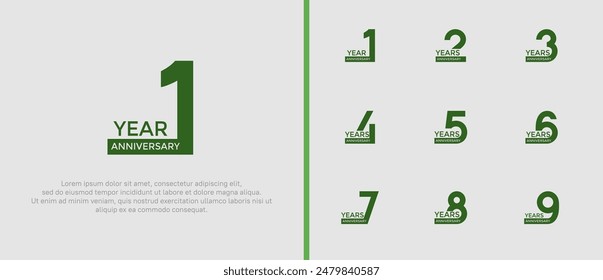 anniversary logo style set with green color can be use for celebration moment