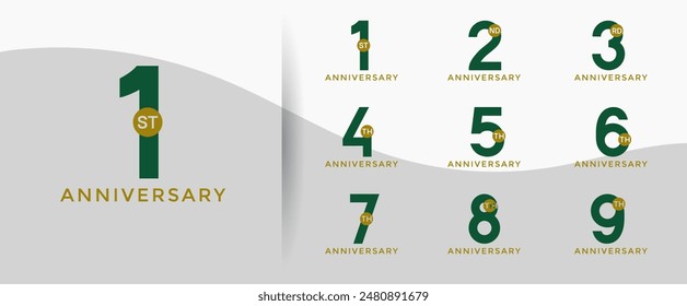 anniversary logo style set with green color can be use for celebration moment