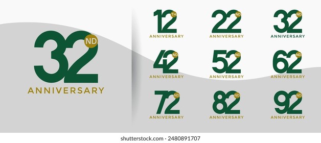 anniversary logo style set with green color can be use for celebration moment