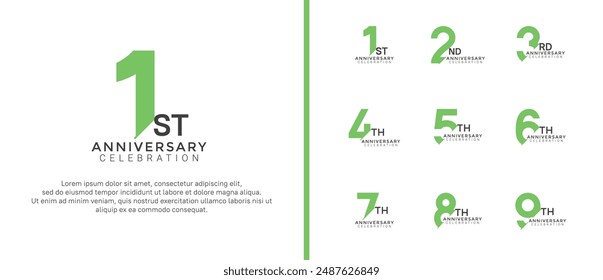 anniversary logo style set with green color can be use for celebration moment