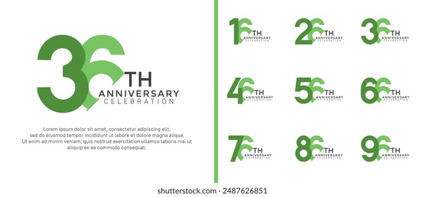 anniversary logo style set with green color can be use for celebration moment