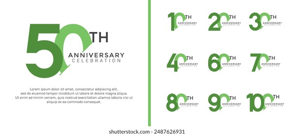 anniversary logo style set with green color can be use for celebration moment