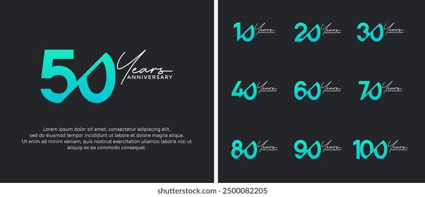 anniversary logo style set with green color can be use for celebration moment