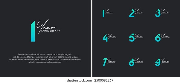 anniversary logo style set with green color can be use for celebration moment