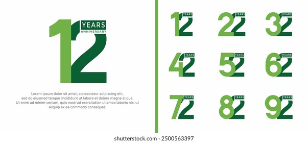 anniversary logo style set with green color can be use for celebration moment