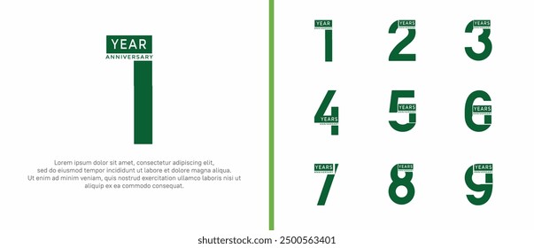 anniversary logo style set with green color can be use for celebration moment