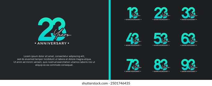 anniversary logo style set with green color can be use for celebration moment