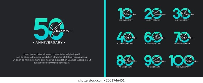 anniversary logo style set with green color can be use for celebration moment