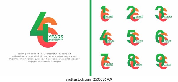 anniversary logo style set with green and orange color can be use for celebration moment