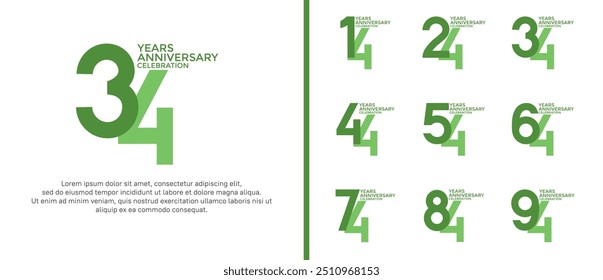 anniversary logo style set with green color can be use for celebration moment