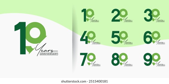 anniversary logo style set with green color can be use for celebration moment