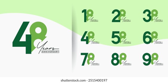 anniversary logo style set with green color can be use for celebration moment