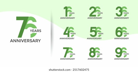 anniversary logo style set with green color can be use for celebration moment