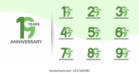 anniversary logo style set with green color can be use for celebration moment