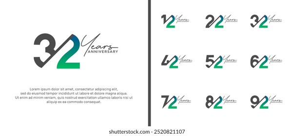 anniversary logo style set with green and black color can be use for celebration moment