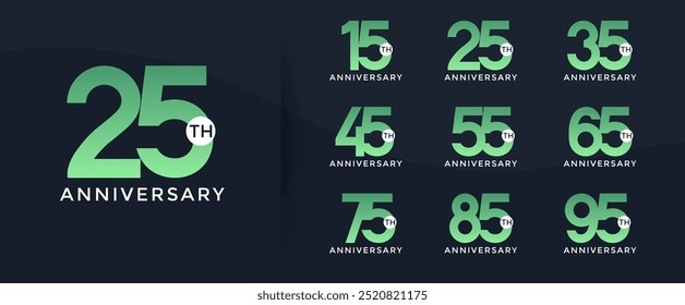 anniversary logo style set with green color can be use for celebration moment