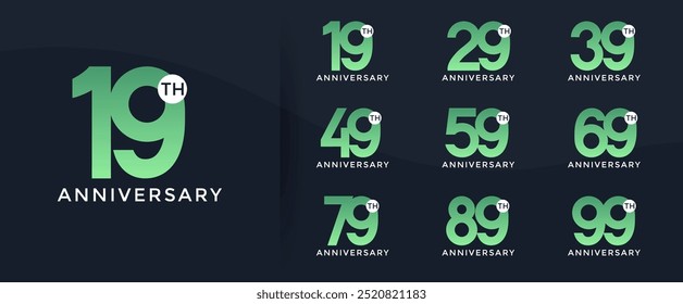 anniversary logo style set with green color can be use for celebration moment