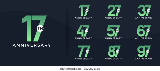 anniversary logo style set with green color can be use for celebration moment