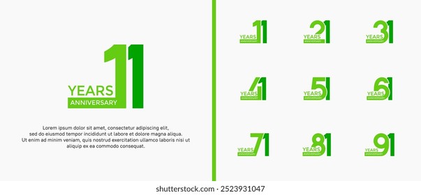 anniversary logo style set with green color can be use for celebration moment