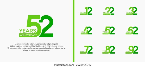 anniversary logo style set with green color can be use for celebration moment