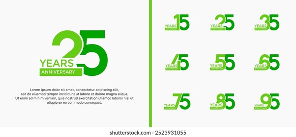 anniversary logo style set with green color can be use for celebration moment